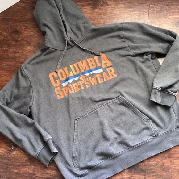 Columbia Grey & Orange Logo Pullover Hoodie - Men's XL - Picture 2 of 11